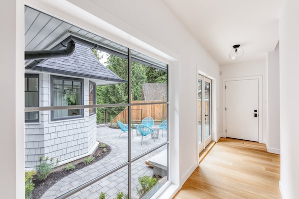 breezeway renovation with engineered hardwood